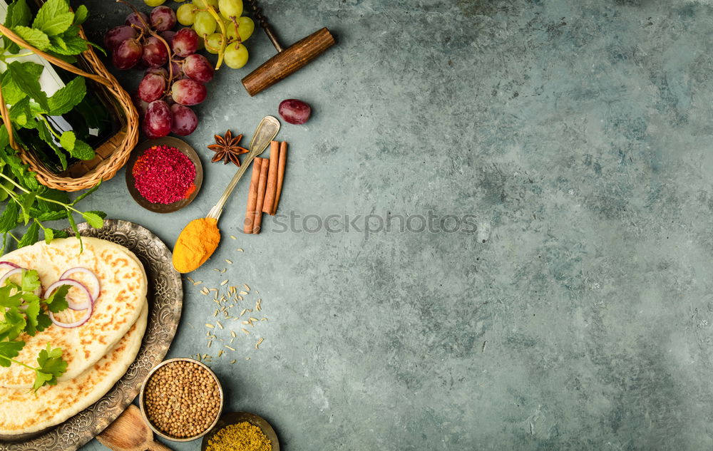 Similar – Green salad with pomegranate, manna croup, onion