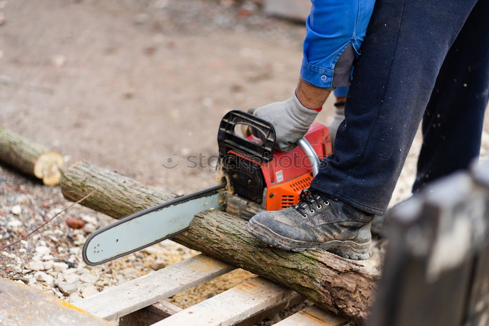 Similar – Image, Stock Photo Man drilling hole in timber while working in garden