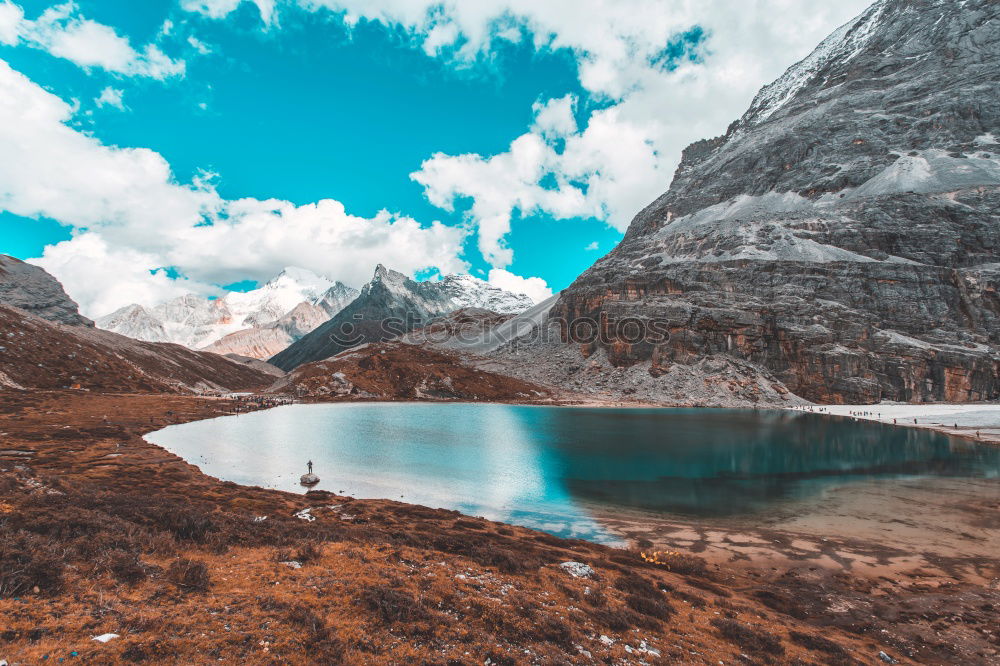 Similar – Image, Stock Photo Calm lake in hillside Lake