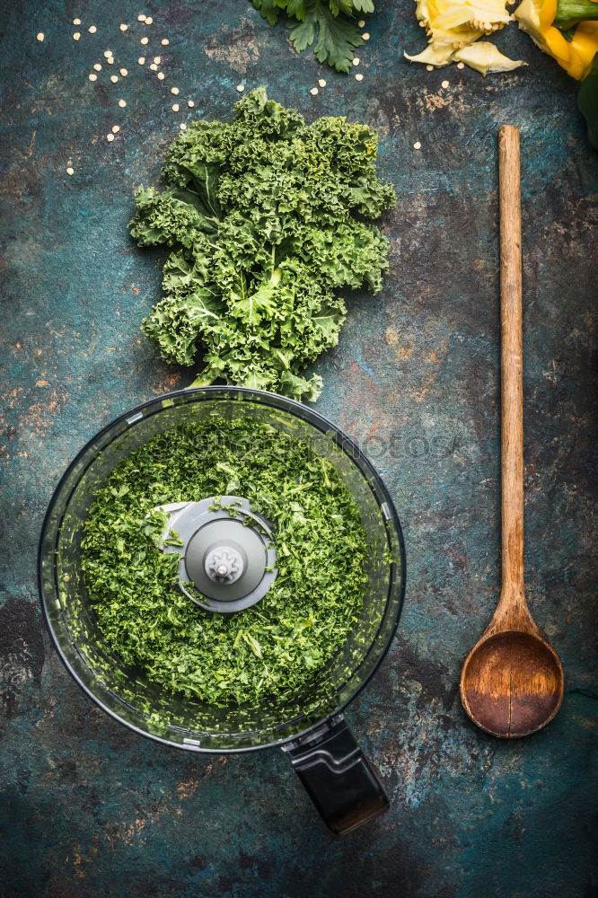 Image, Stock Photo Chopped kale leaves Food