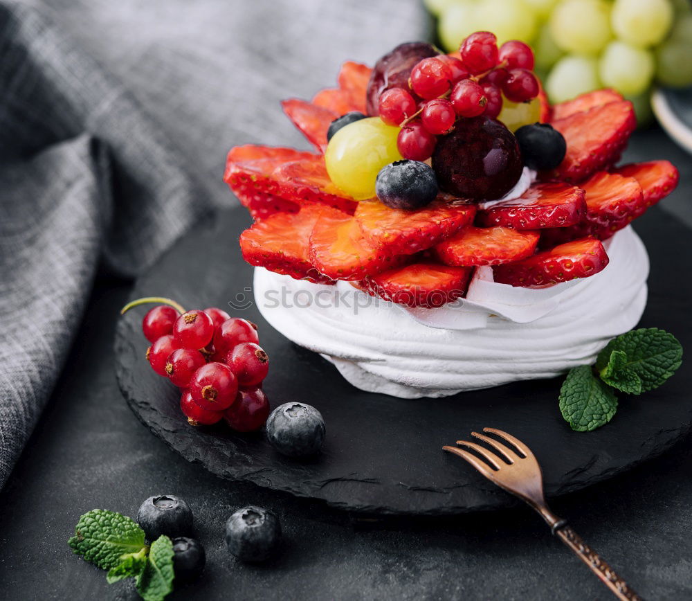 Similar – Image, Stock Photo Bowls with sliced berries and cream