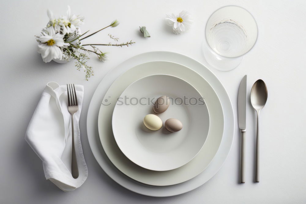 Similar – Image, Stock Photo set of spring dishware on white background.