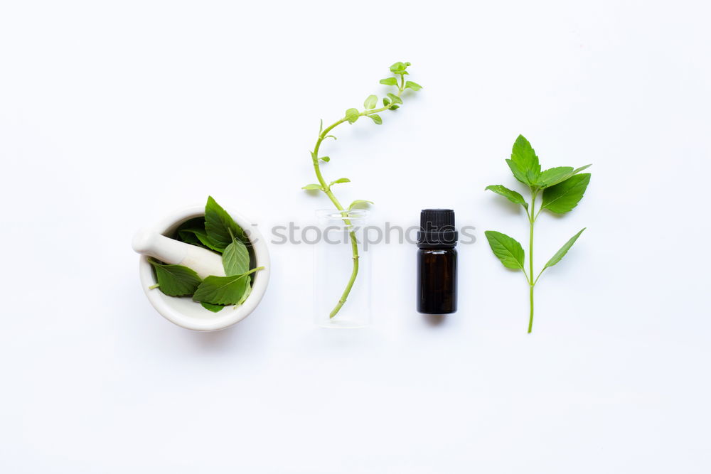Image, Stock Photo Natural cosmetics. Serum and face oil bottles with plants