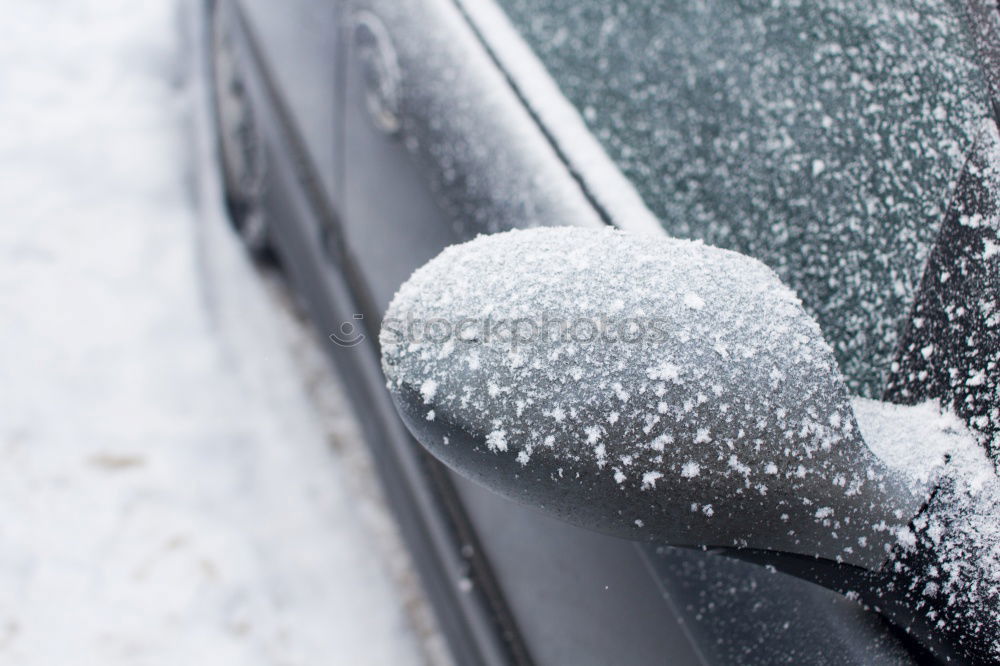 Image, Stock Photo Snow heart shape on car.