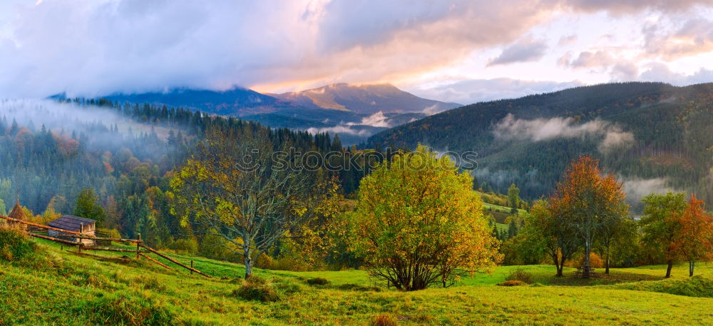 Similar – Tatra mountains panorama. Beautiful valley and cloudy sky