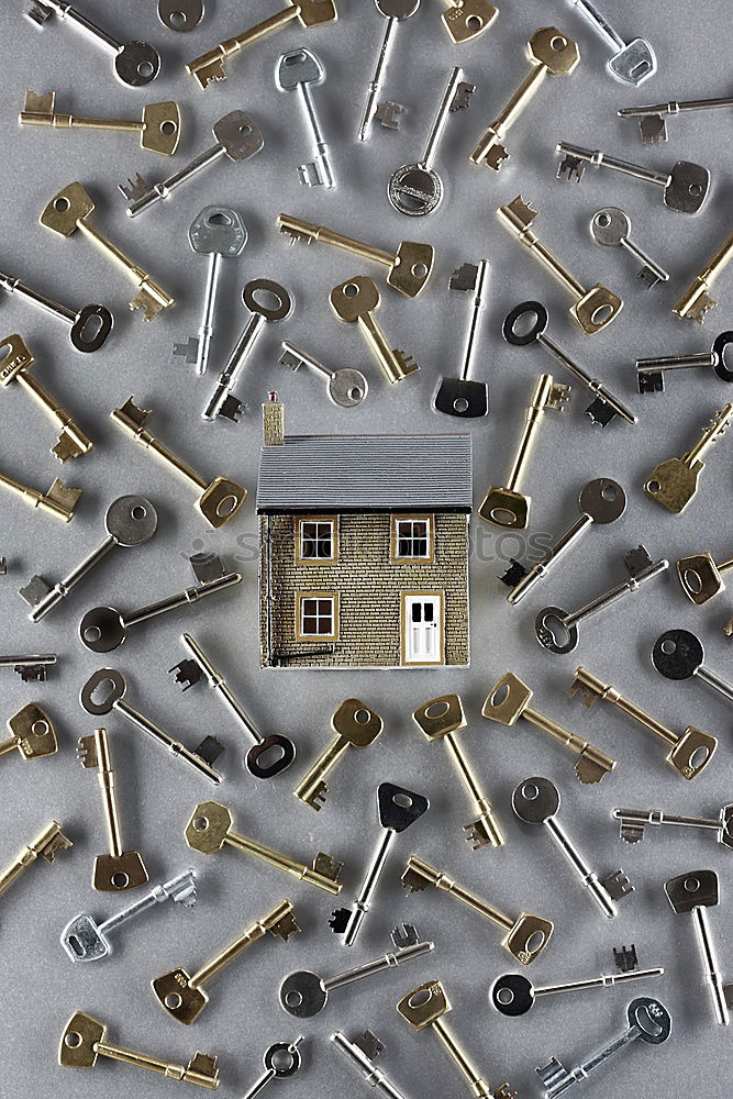 Similar – Image, Stock Photo Power of the keys: One fits! Many different keys are arranged around a door lock