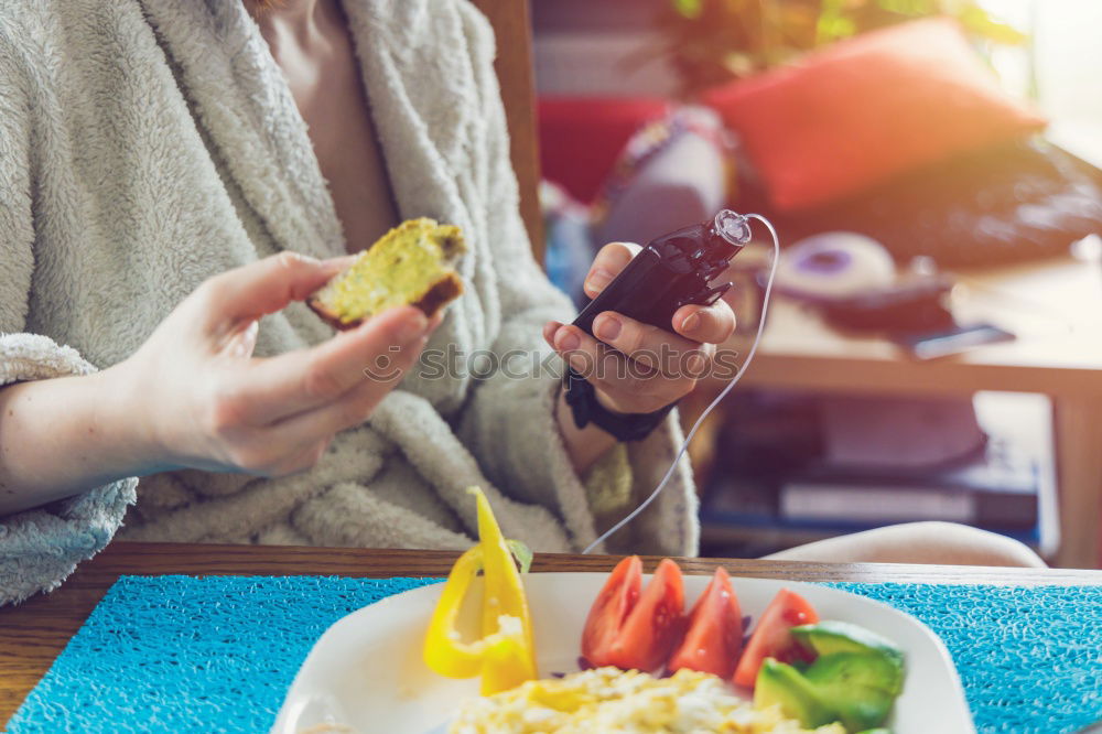 Similar – Crop woman eating sushi