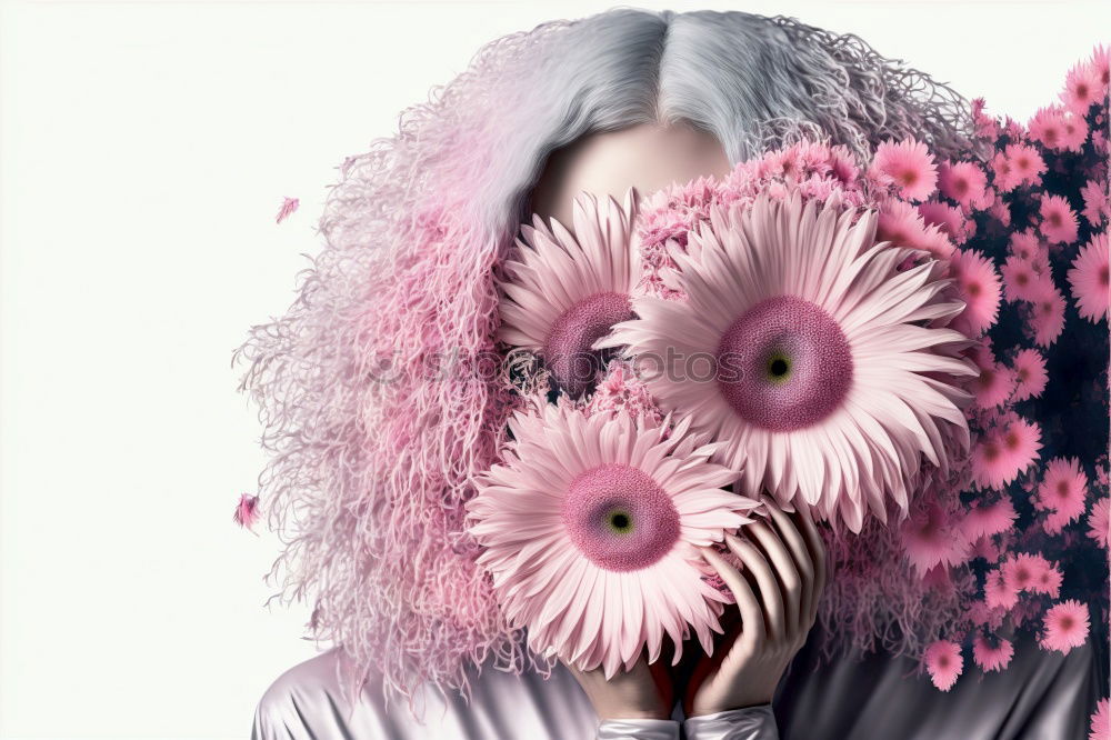 Similar – Happy young black woman surrounded by flowers