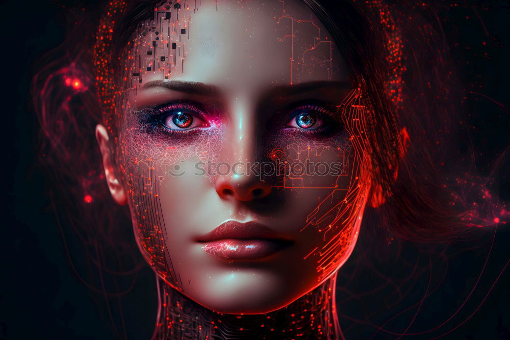 Similar – Image, Stock Photo Profile of a woman with forehead fringes