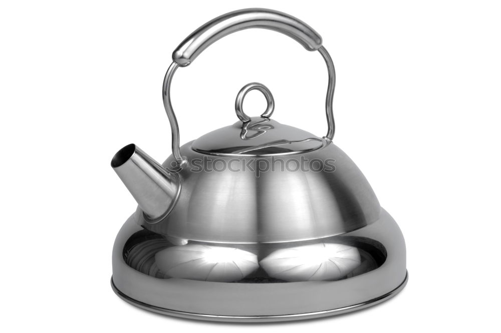 Similar – Image, Stock Photo metal kettle on a gas stove. kettle boiling on a gas stove. Focus on a spout. Tea kettle with boiling water on gas stove