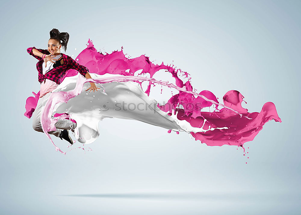 Similar – Image, Stock Photo Girls making fun and play with Color powder