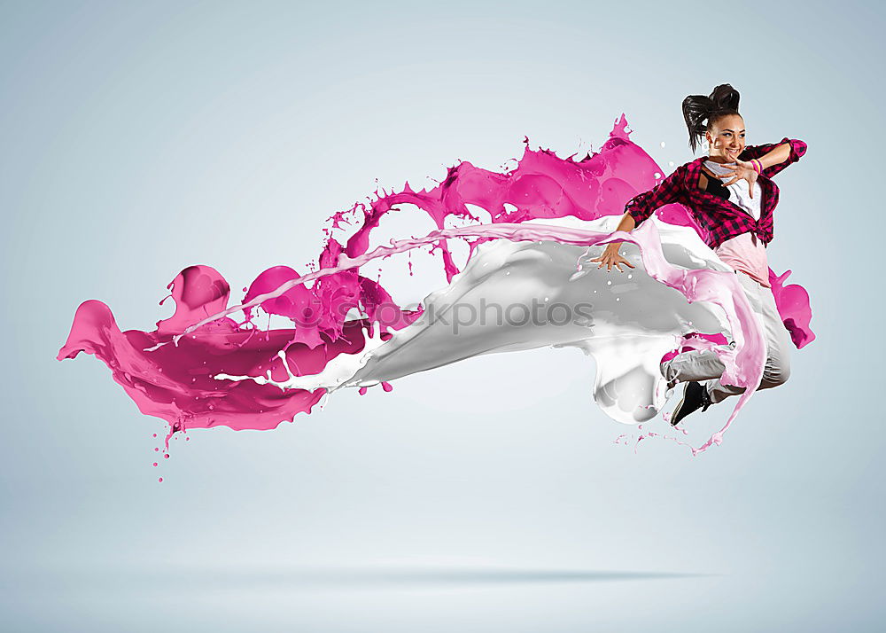 Similar – Image, Stock Photo Girls making fun and play with Color powder