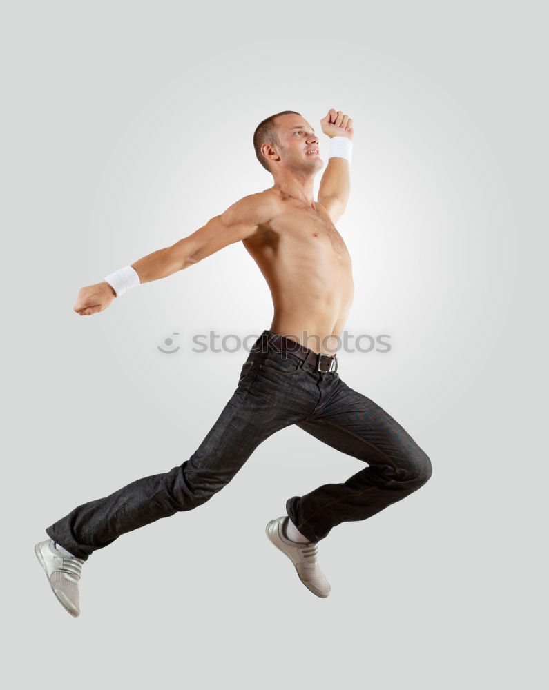 Similar – Image, Stock Photo Black man doing stretching after running outdoors