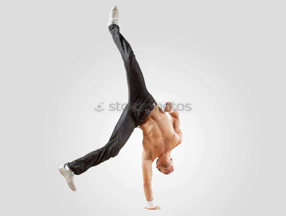 Image, Stock Photo Man in handstand inside