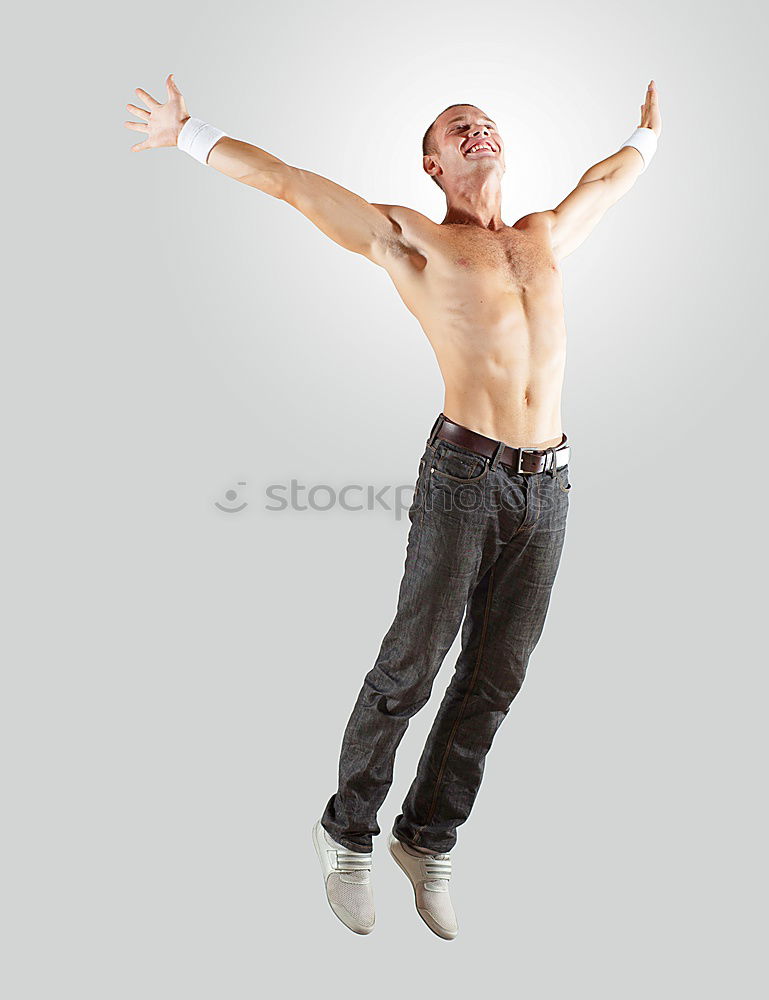 Similar – Naked man with sunglasses, hat and an old suitcase full of ties in a thoughtful pose