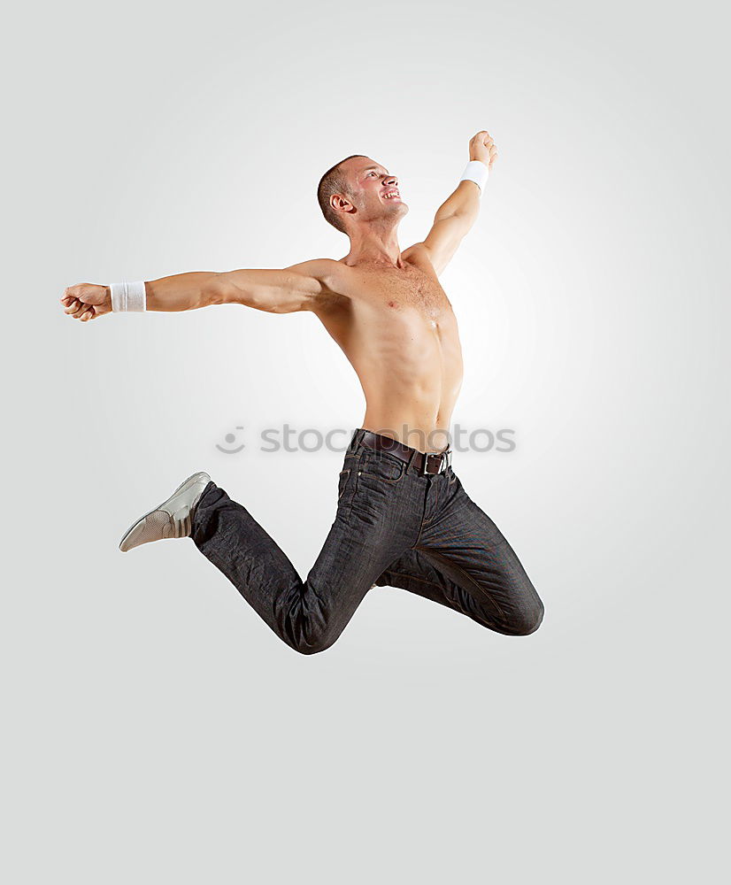 Similar – Image, Stock Photo Sportive man dancing at street