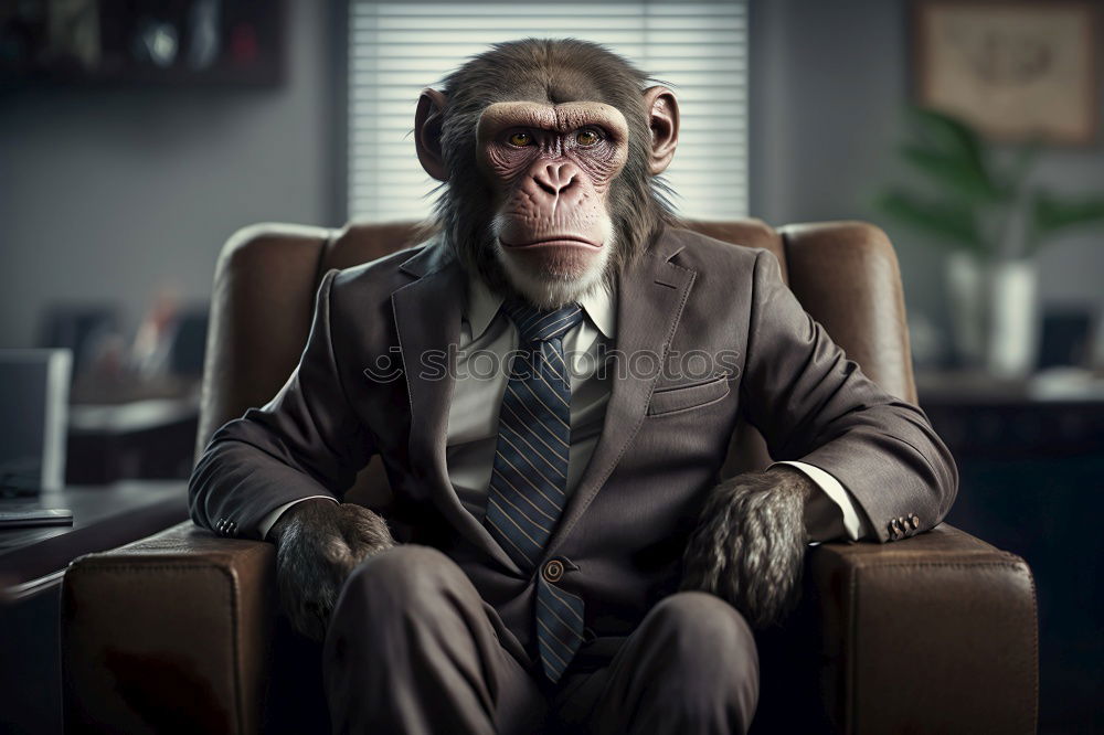 Similar – Image, Stock Photo Woman with monkey mask looking thoughtful