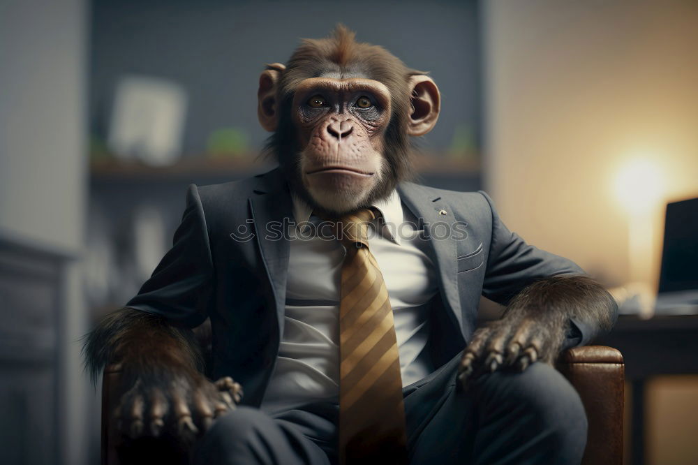 Similar – Image, Stock Photo Woman with monkey mask looking thoughtful