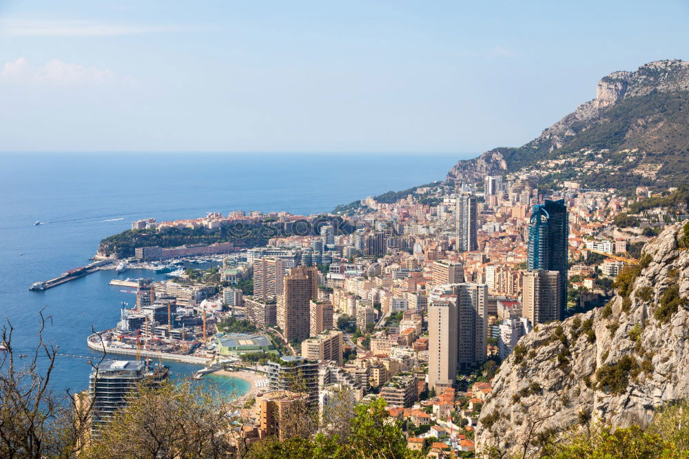 Similar – Image, Stock Photo View over Monaco and the sea from the hills.