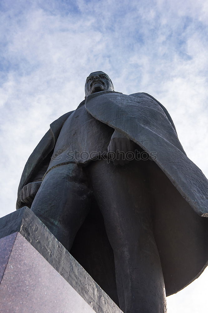 Similar – Image, Stock Photo male senior with silver-grey curls, glasses and three-day beard sitting in front of the Karl Marx monument in Chemitz