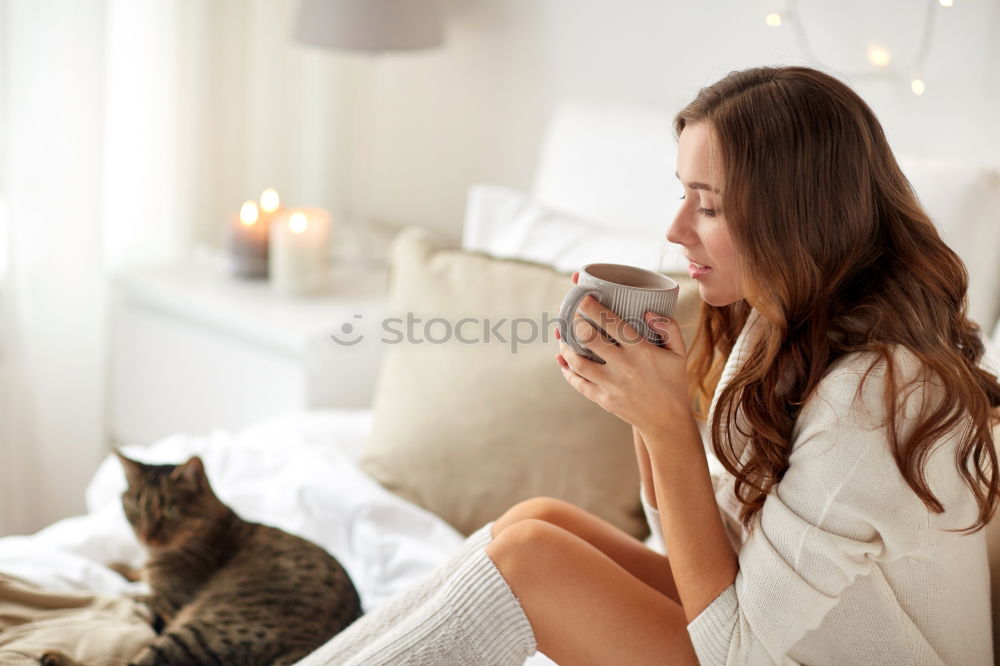 Similar – Image, Stock Photo Woman with mobile phone at home