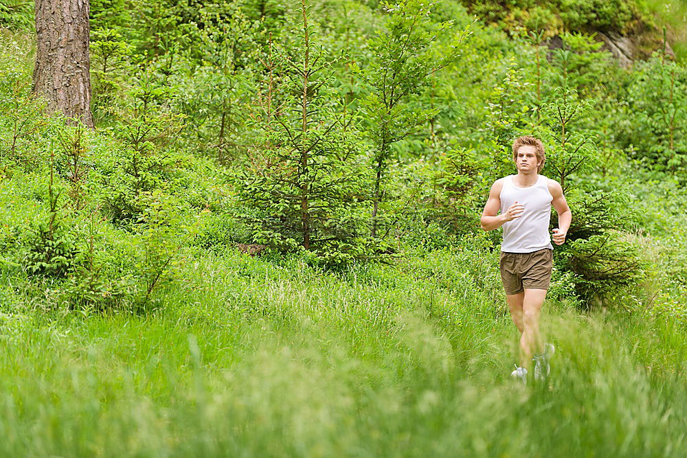 Similar – Senior Man Running in the Forest