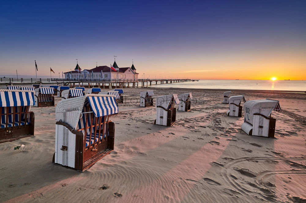 Image, Stock Photo Seebrücke Ahlbeck on Usedom at sunrise_001