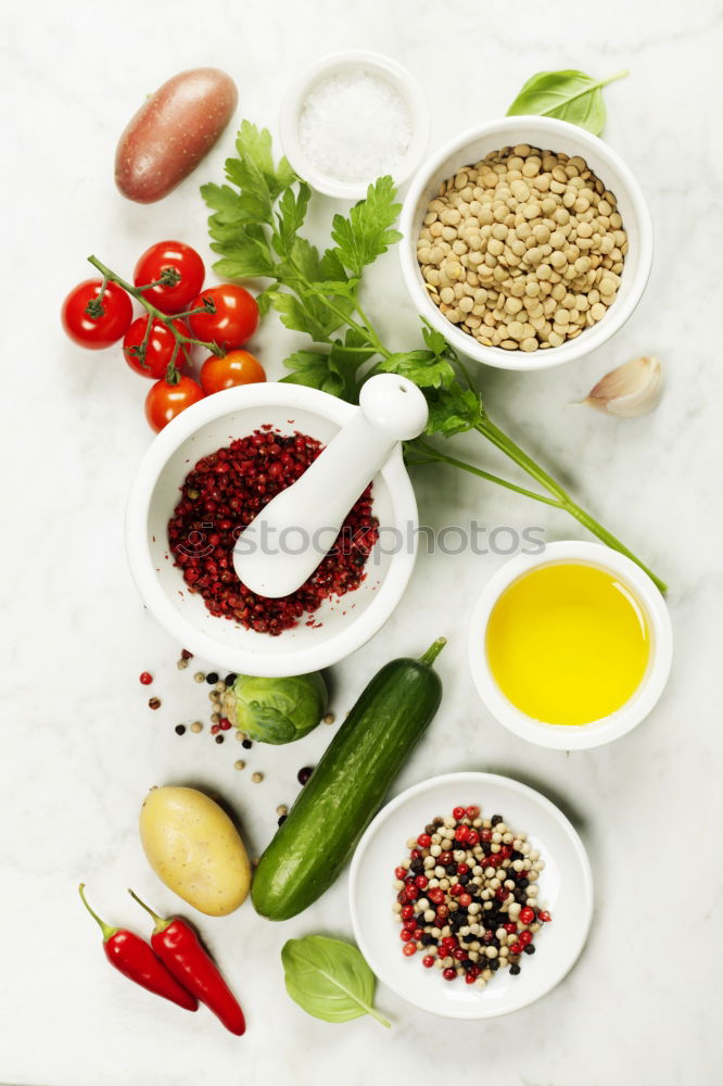 Similar – Image, Stock Photo Chili Bean Stew Food Ingredients Top View On White Wood Table