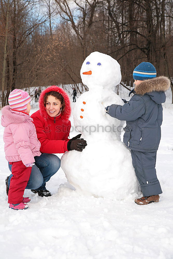 Similar – Image, Stock Photo Snowman and child in the yard