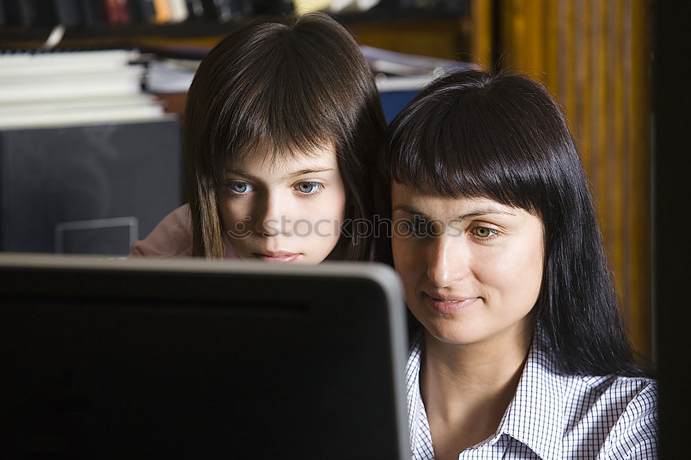 Similar – Image, Stock Photo Mother and her children with digital tablet.