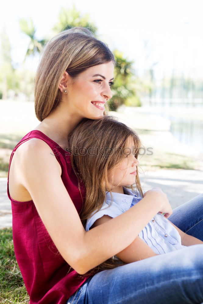 Similar – Image, Stock Photo Adorable girl and her mother in a summer day