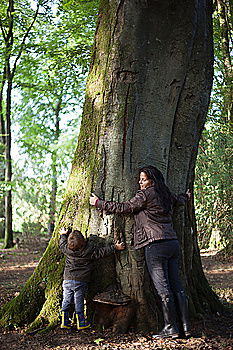 Similar – Image, Stock Photo Mother with her little daughter walking through the forest