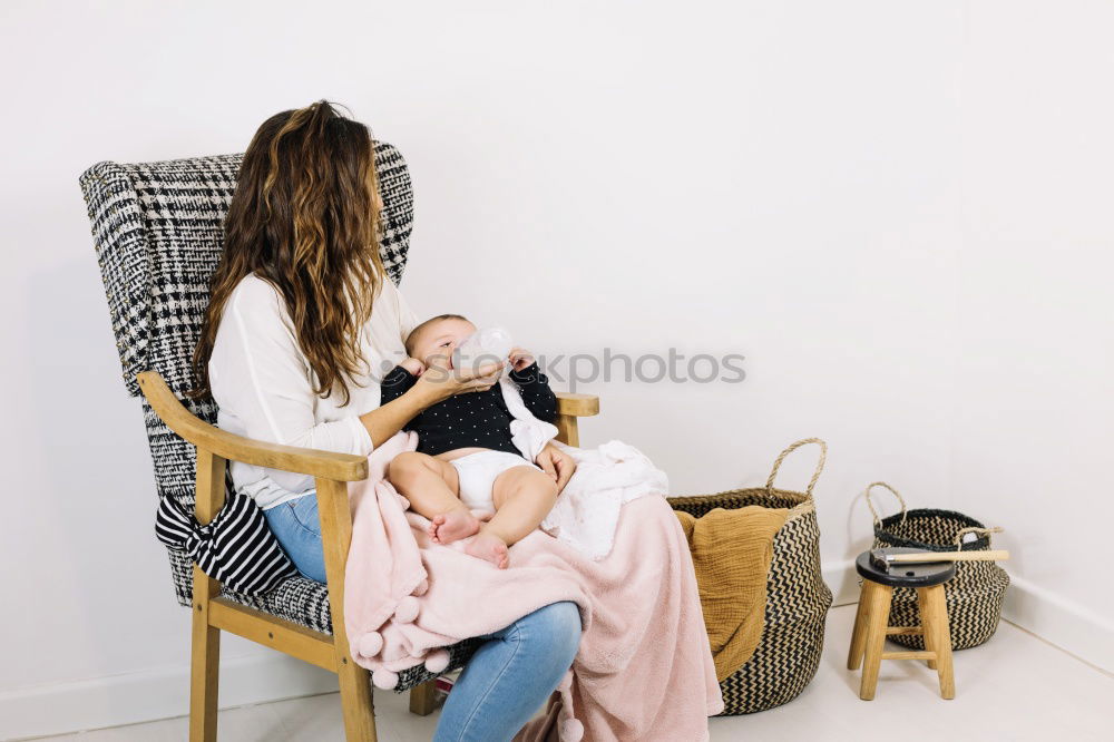 Image, Stock Photo Mother and toddler son wrapping christmas gifts together