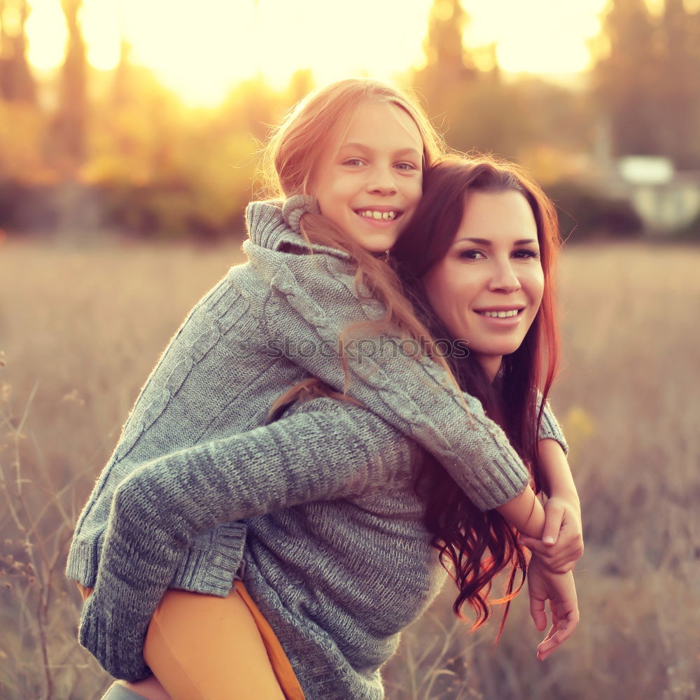 Similar – happy mother and daughter making selfie outdoor