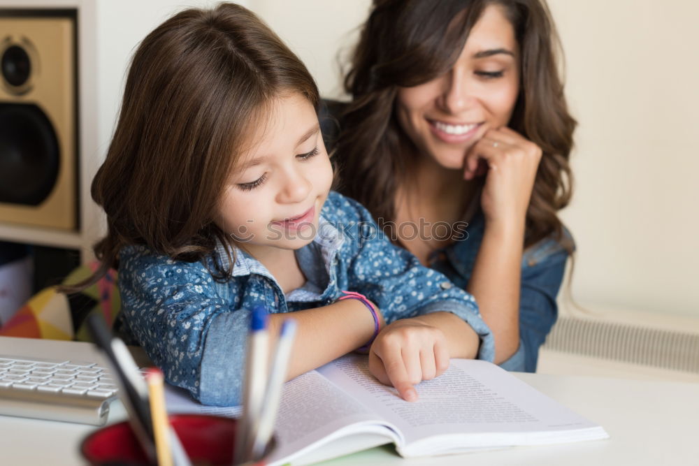 Similar – Image, Stock Photo Teenagers sitting by a blackboard at school