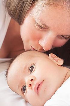 Similar – Image, Stock Photo Portrait of a mother with her baby at home.