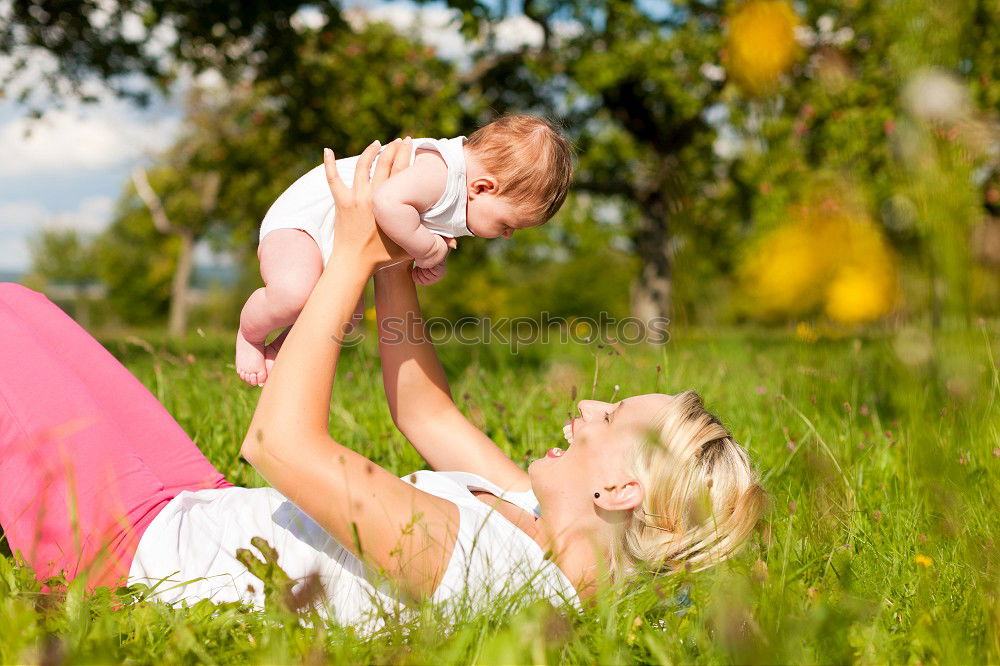 Similar – Image, Stock Photo Happy grandson hugging to his grandmother outdoors