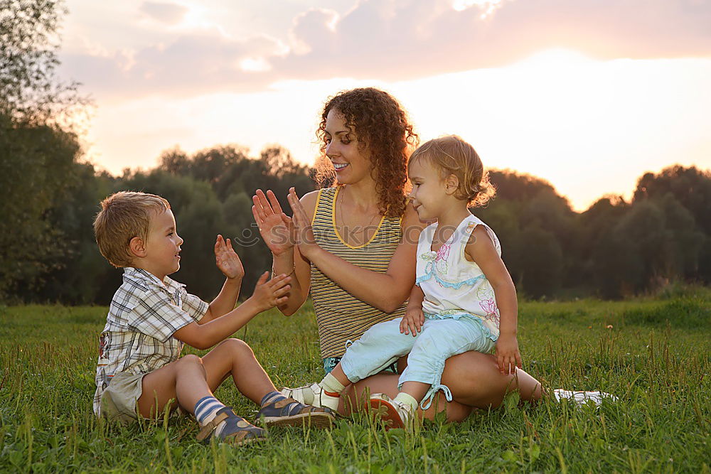 Similar – Image, Stock Photo Happy lesbian couple with child