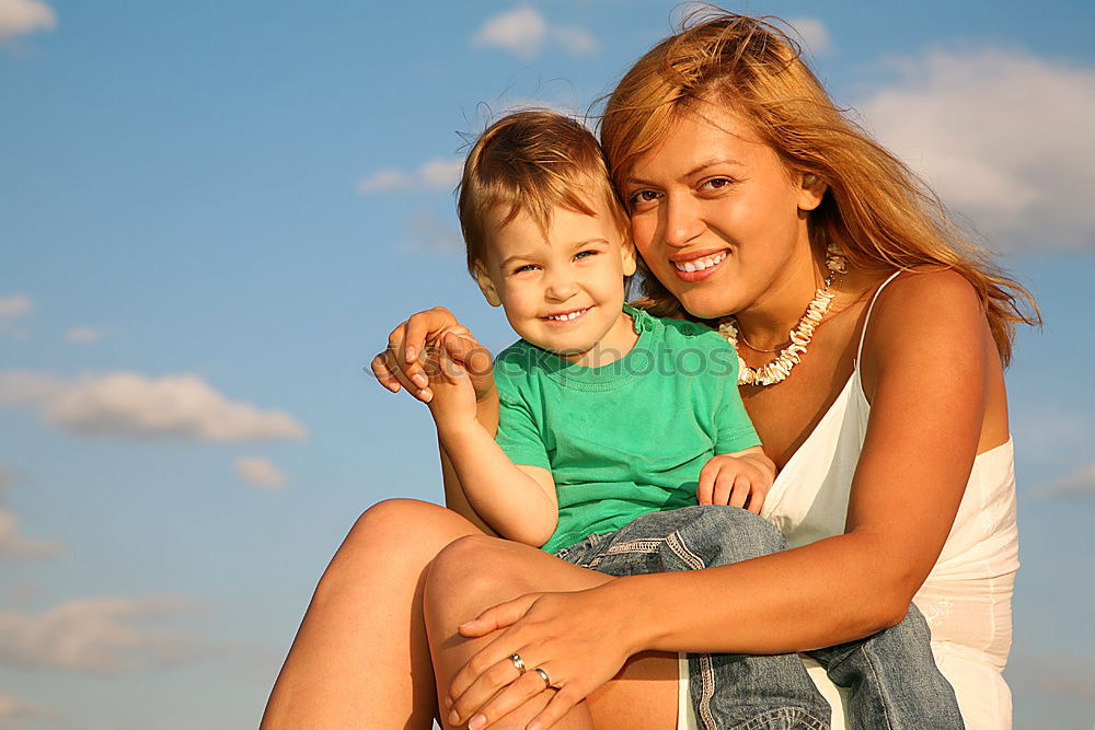 Similar – Image, Stock Photo Mother and son together outdoors at summer