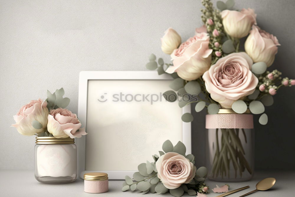 Similar – pink hydrangea flowers with watering can on wooden table