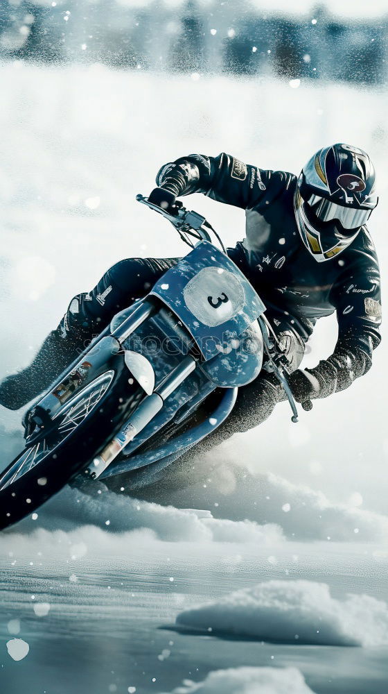 Similar – Image, Stock Photo Man riding motorcycle on snowy road