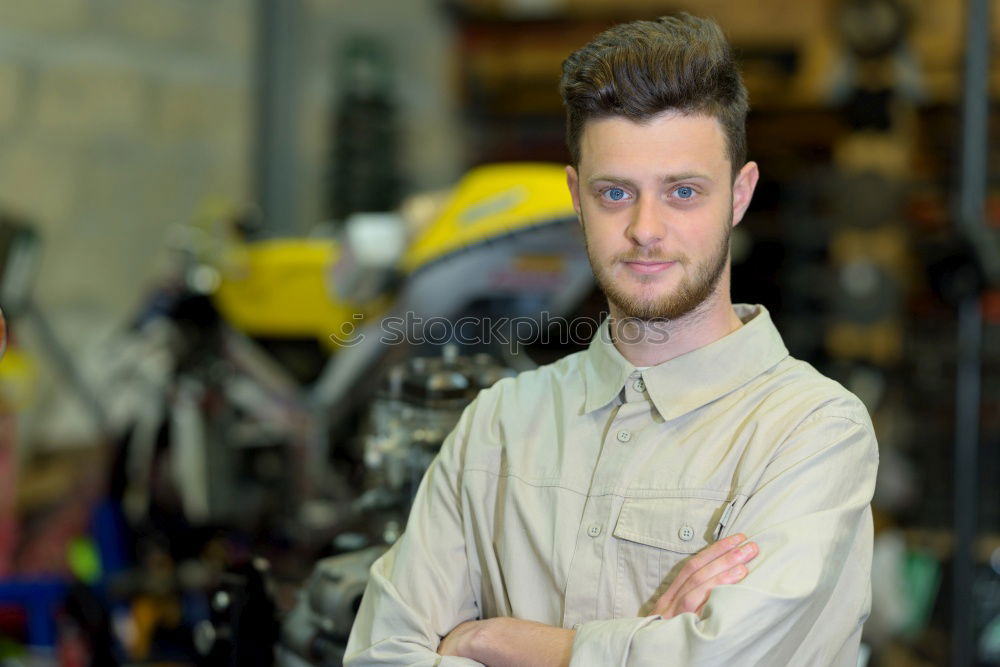 Similar – Image, Stock Photo Motorcycles mechanic resting having a beer