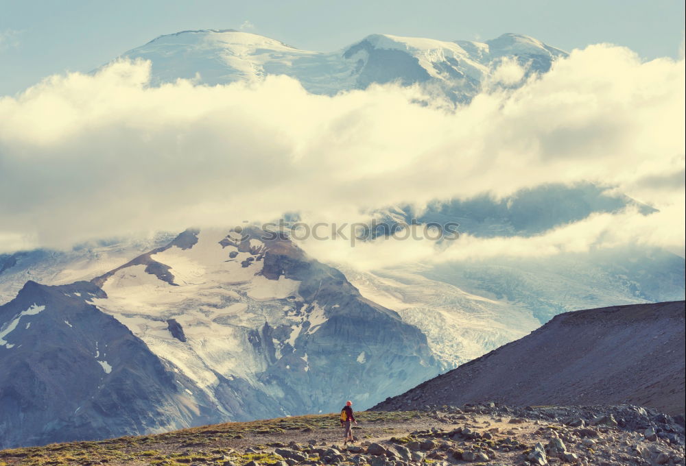 Similar – Image, Stock Photo Hikers on Alpine crossing | Timmelsjoch | E5