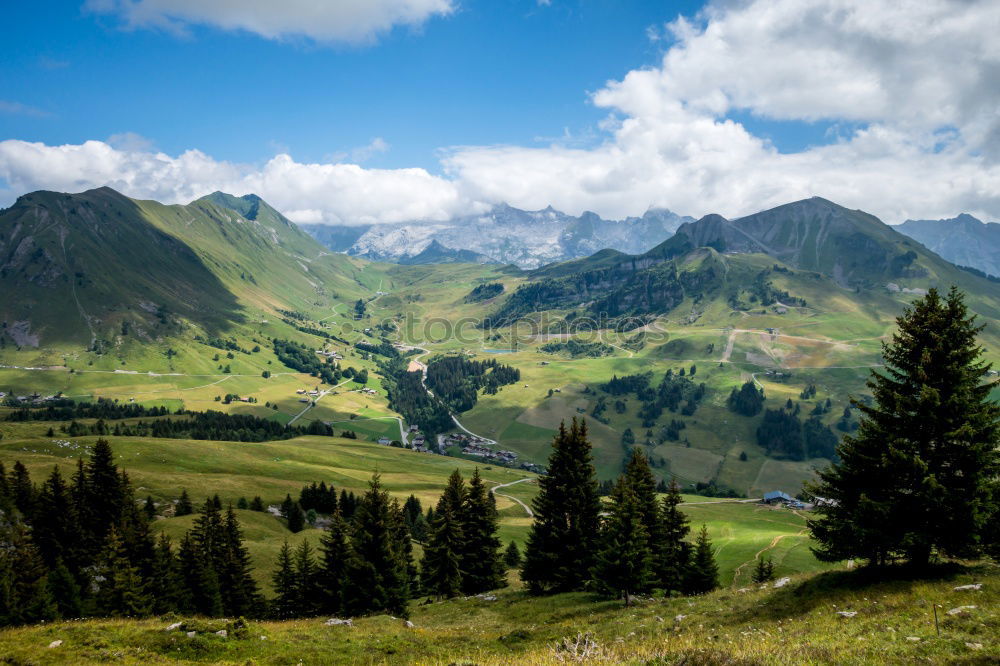 Similar – Panorama with waterfall