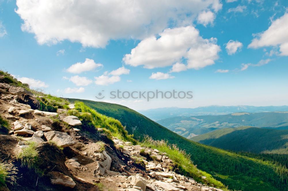 Similar – View of the Nockberge mountains from a bench