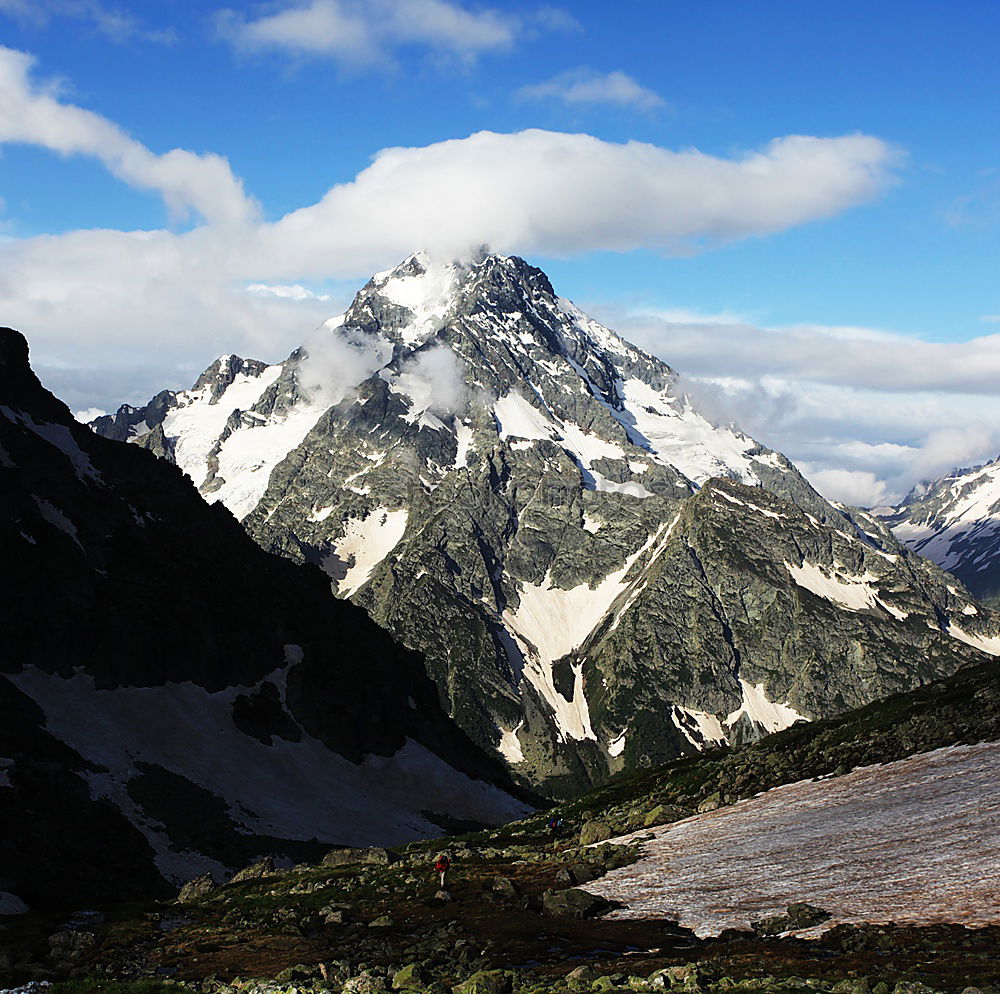 Similar – View from the Dachstein onto the mountain ridge to Dirndl (upright)