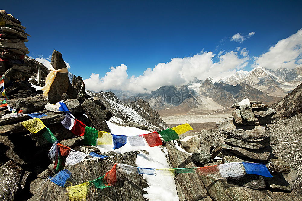 Similar – Buddhist prayer flags flowing in the wind in Himalayas