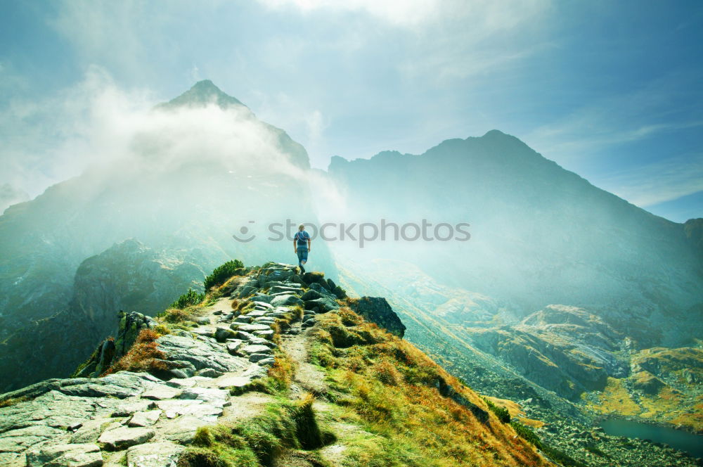 Similar – Image, Stock Photo High Top Mountaineer Fog