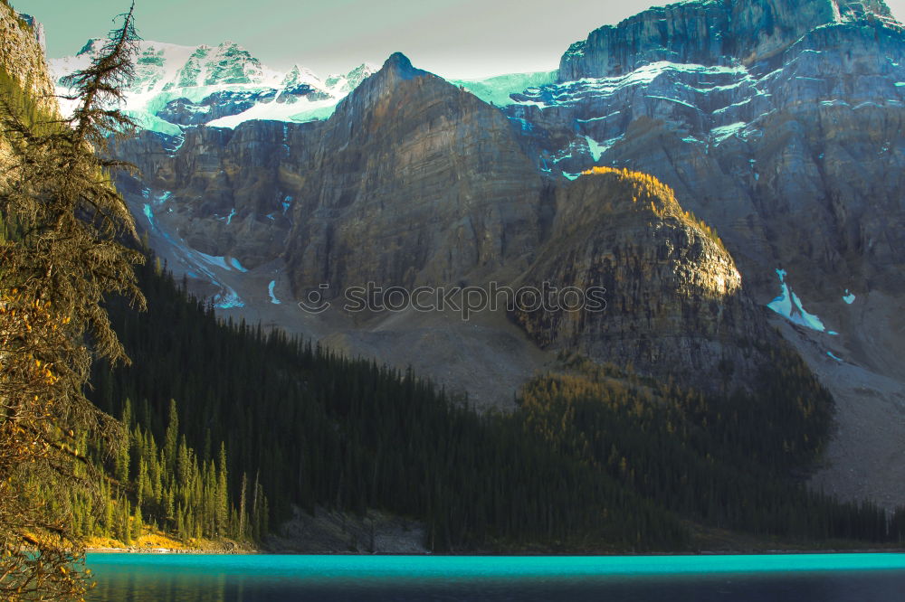 Similar – Mountain hut at Oeschinensee with intensive blue reflection