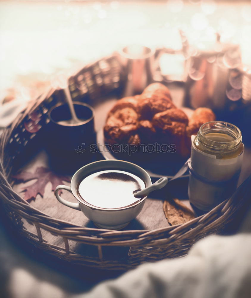 country breakfast on rustic home kitchen with farm eggs